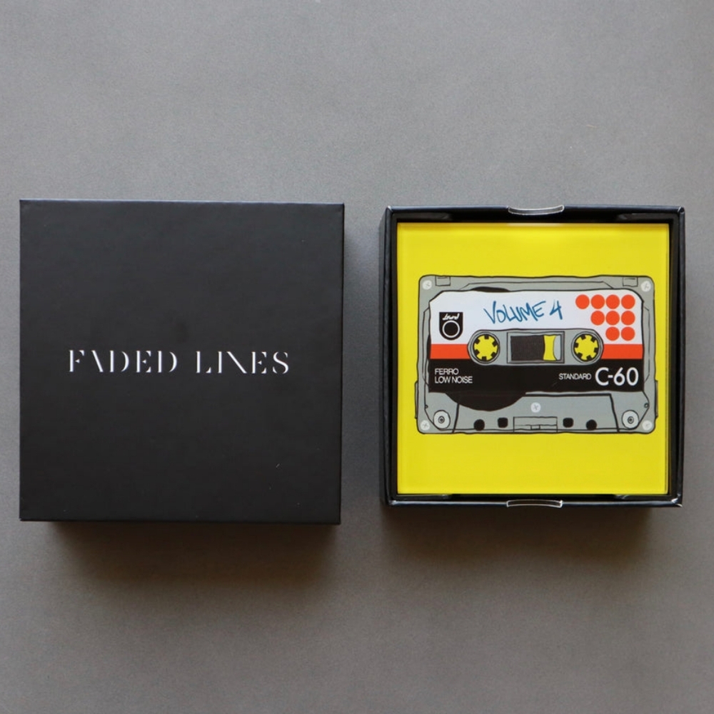 Faded Lines Cassette Tape Coaster Set